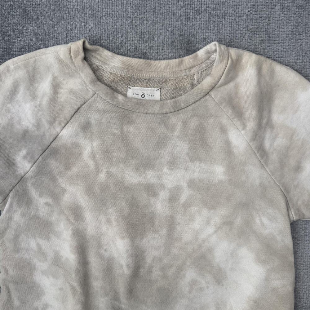Lou & Grey Shirt Womens Extra Small Beige Tie Dye Raglan Pullover Casual Terry - Picture 2 of 6